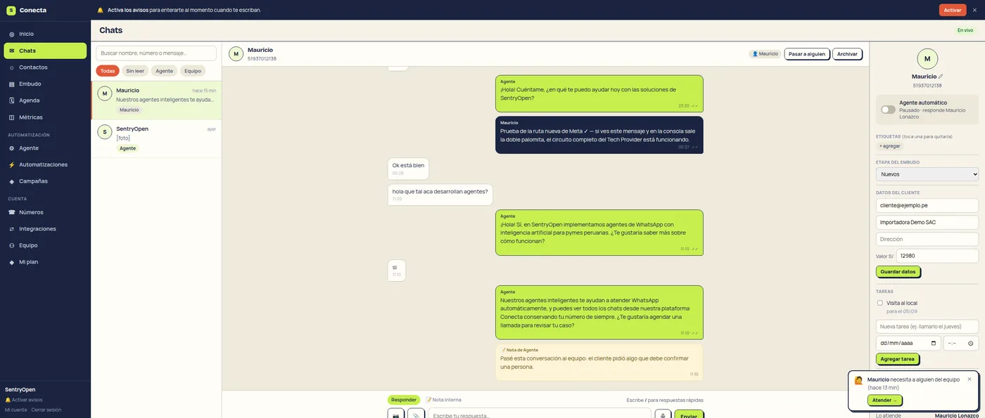 Talo: plataforma de WhatsApp para empresas en Perú con agente de IA y embudo de ventas