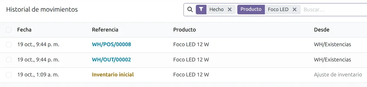 Kardex de inventario en Odoo con movimientos en tiempo real
