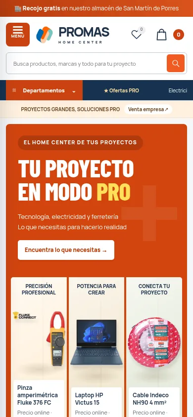 Tienda de PROMAS en el celular